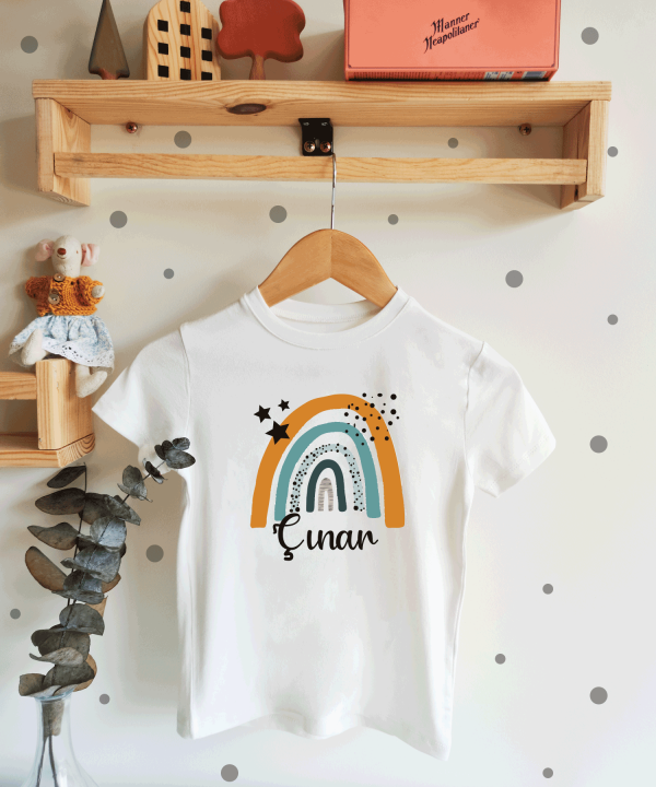 Hardal Gökkuşağı Desenli Çocuk T-shirt