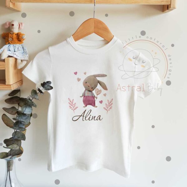 Kalpli Tavşan Kız Bebek Desenli Çocuk T-shirt
