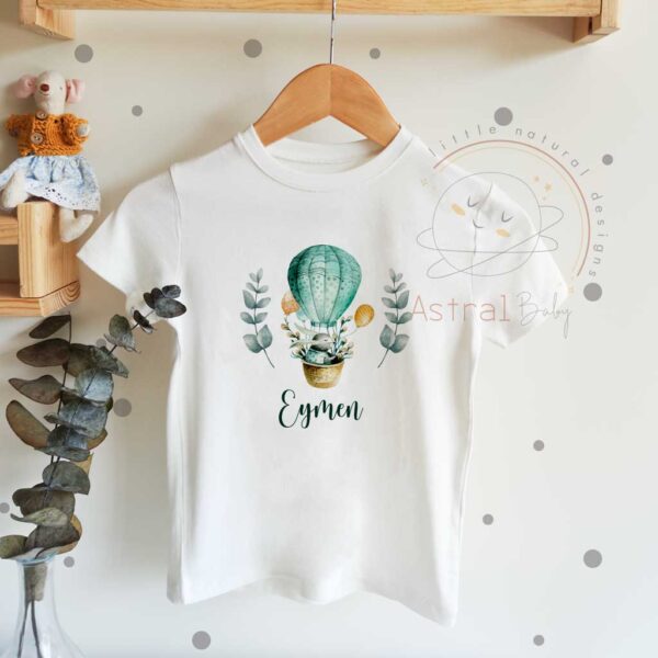 Yeşil Balondaki Tavşan Desenli Çocuk T-shirt