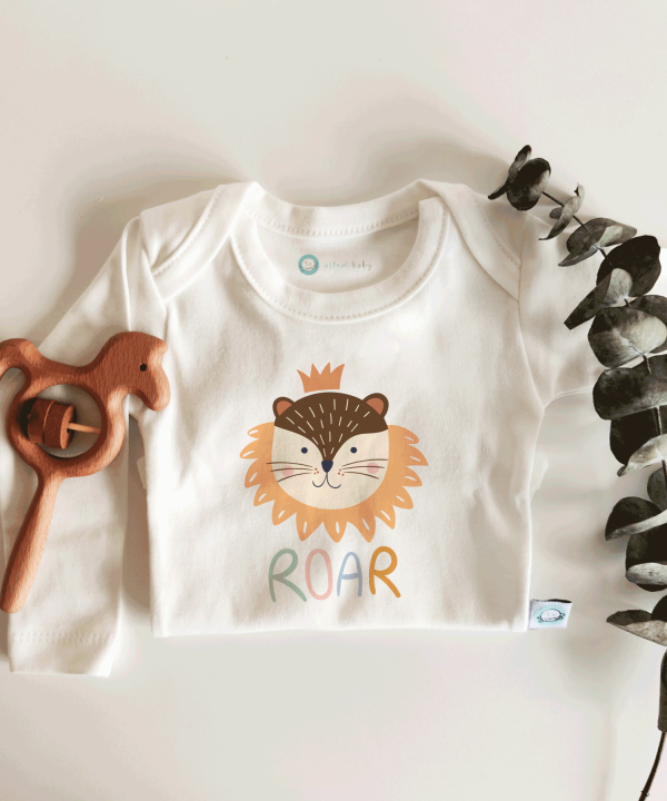 Roar Aslan Desenli Kısa / Uzun Kol Çıtçıtlı Bebek Body