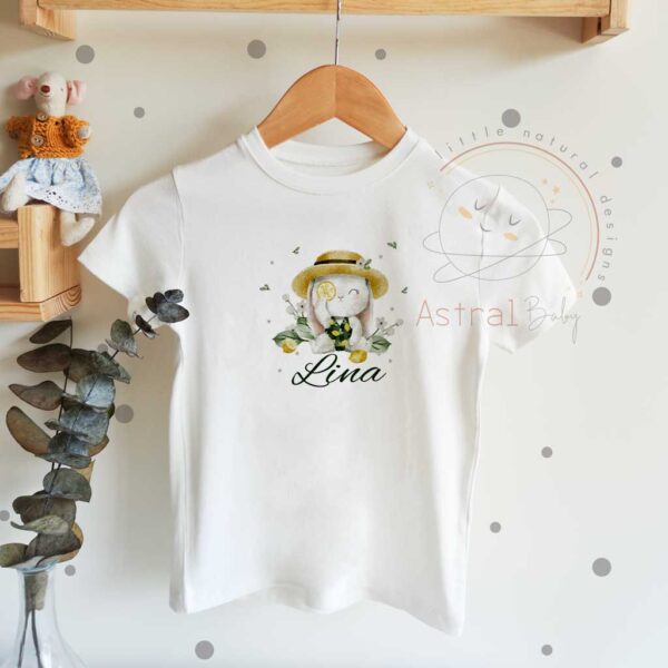 Sevimli Tavşan ve Limon Desenli Çocuk T-shirt